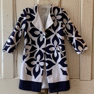Zacharee navy and white linen blend jacket Size 4